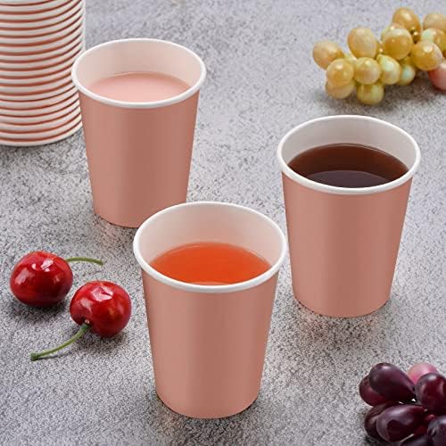 כוסות נייר זהב ורוד 9 גרם [50 חבילה] כוסות חד פעמיות למשקאות קרים חמים תה קפה מיץ חלב מיץ חלב - נצנצים עיצוב